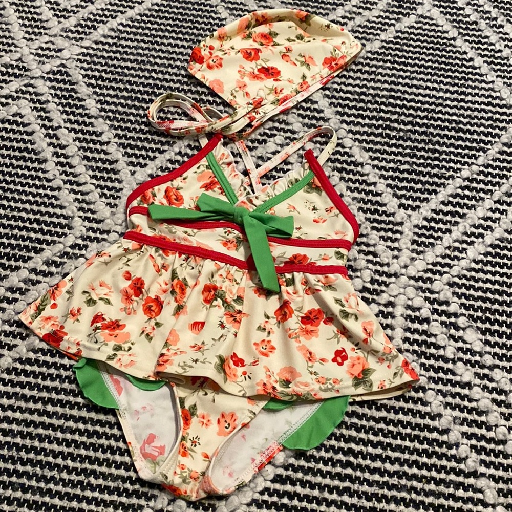 Vindie Baby toddler girl’s floral print swimsuit, size 5